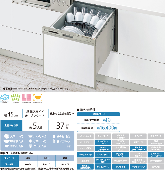 2018年製 Rinnai ビルトイン食器洗い乾燥機 RKW-404A-SV-